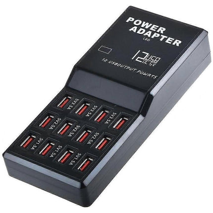 60W 12-Port USB Charging Station for Multiple Devices, Apple & More