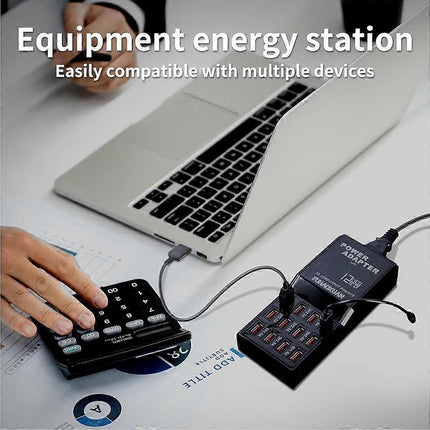 60W 12-Port USB Charging Station for Multiple Devices, Apple & More