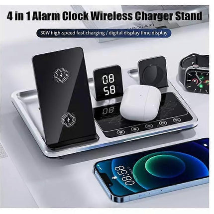 Zureze 4-in-1 Clock Wireless Charger Stand