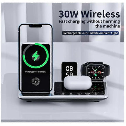 Zureze 4-in-1 Clock Wireless Charger Stand