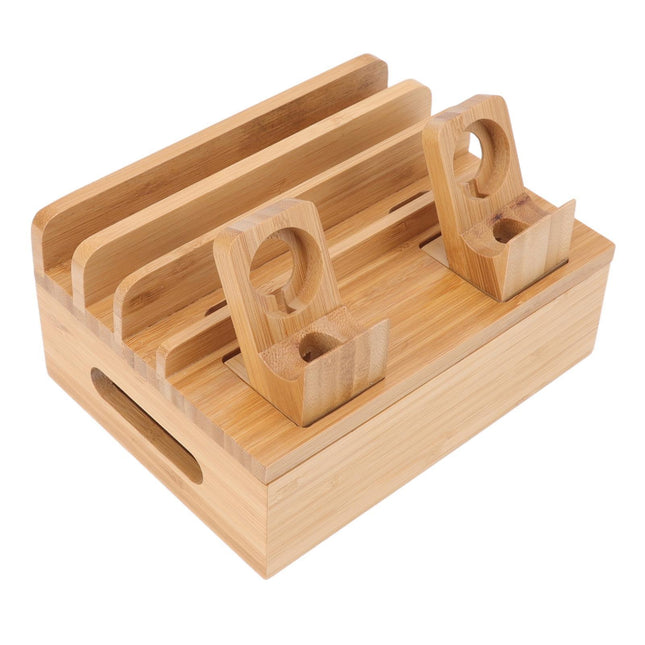 Bamboo 5-Port Charging Station Rack for Phones/Tablets/Watches – product detail