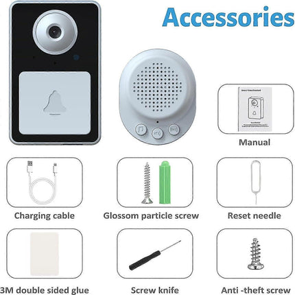 Rechargeable Wireless Video Doorbell Camera, Real-Time View, Cordless