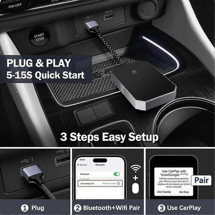Wireless CarPlay Adapter, Upgrade Wired CarPlay to Wireless Easily