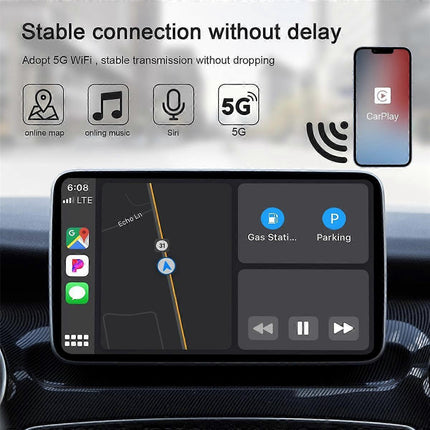 CarPlay Wireless Adapter, Wired to Wireless Dongle with WiFi Online Update