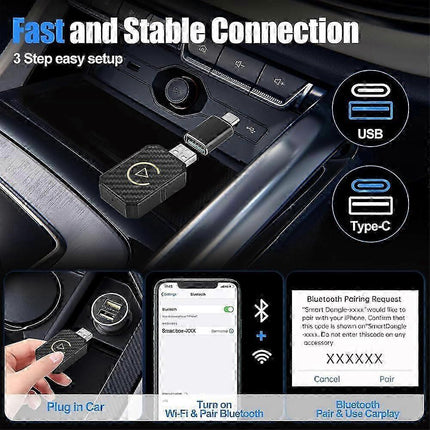 Android Auto & Apple CarPlay Wireless Adapter, Convert Wired to Wireless