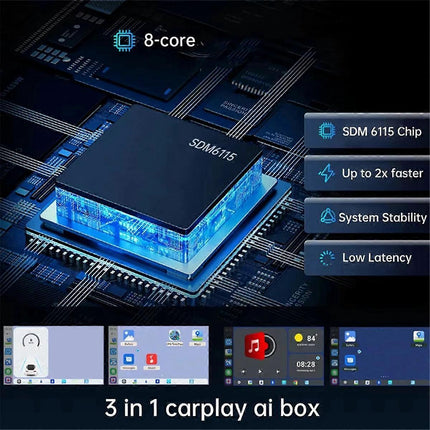Smart Car AI Box Android 13.0, 2+32GB Wired to Wireless CarPlay Adapter