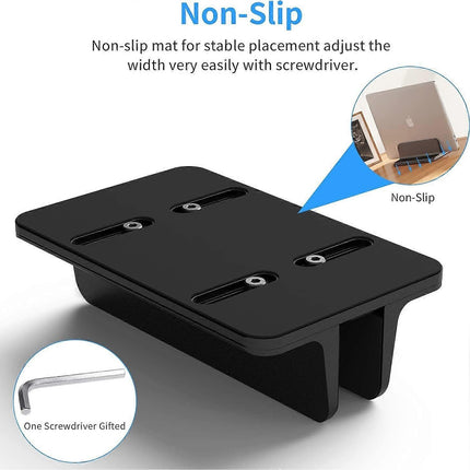 Vertical Aluminum Laptop Stand, Adjustable Desk Holder, Black