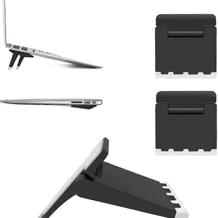 Set of 2 Mini Black Laptop Stands, Invisible Foldable Lightweight Holder for Laptop/Tablet