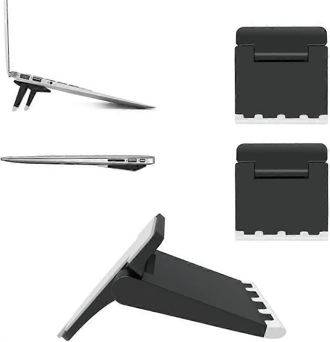 Set of 2 Mini Black Laptop Stands Invisible Foldable Lightweight Holder for Laptop/Tablet V1263-JX-5162