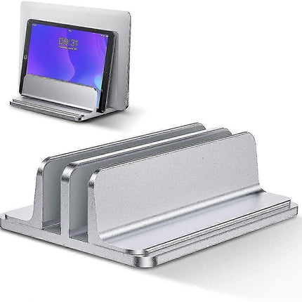 Double Vertical Aluminum Laptop Stand, Adjustable Desk Holder