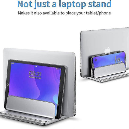 Double Vertical Aluminum Laptop Stand, Adjustable Desk Holder