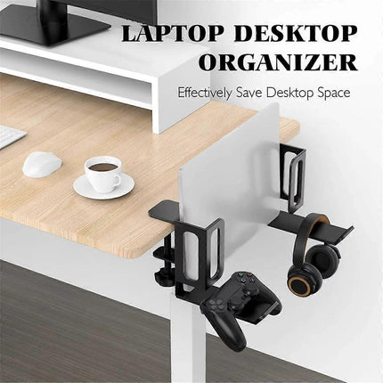 Vertical Laptop Stand, Desk Side Mount Holder, Black