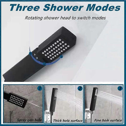 3 Modes High Pressure Shower Head with Hose, Black