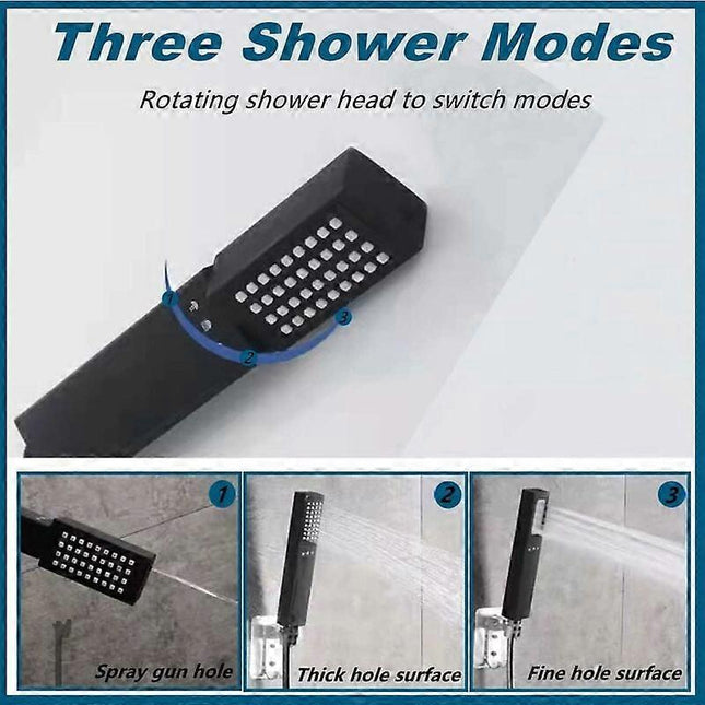 3 Modes High Pressure Shower Head with Hose Black – product detail