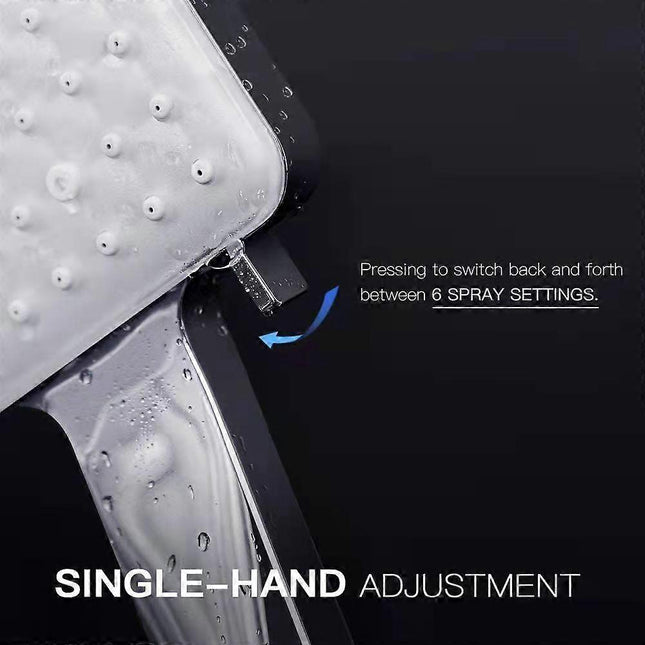 Rain Shower Head with Handheld 6 Jet Types High Pressure Water Saving – product detail