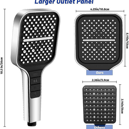 Square Handheld Shower Head, 7 Spray Modes, Adjustable Universal