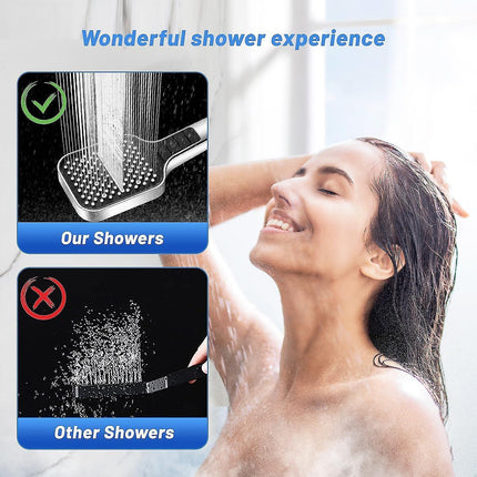 Square Handheld Shower Head, 7 Spray Modes, Adjustable Universal