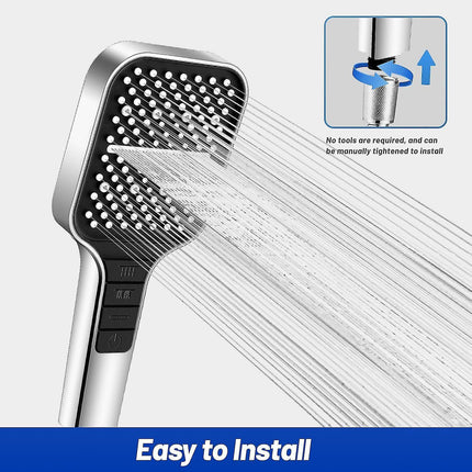 Square Handheld Shower Head, 7 Spray Modes, Adjustable Universal