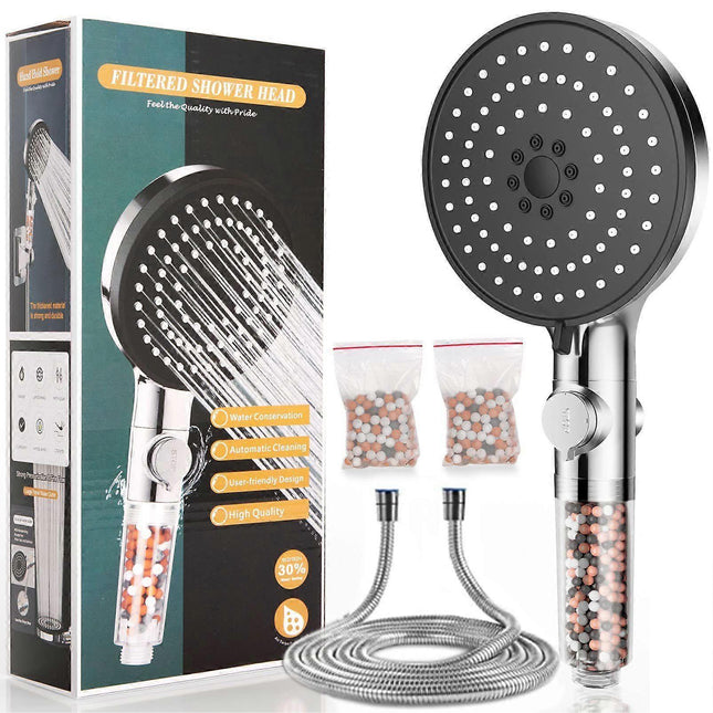 High Pressure Shower Head with Filter & 1.5M Hose 6 Jet Types V1263-JX-5203