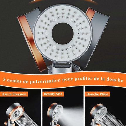 Water Saving Anti-Limescale Shower Head with Filter, 3 Modes SPA