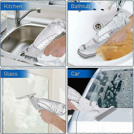 3-in-1 Floor & Glass Squeegee Brush, Bathroom Shower Cleaner with Heads