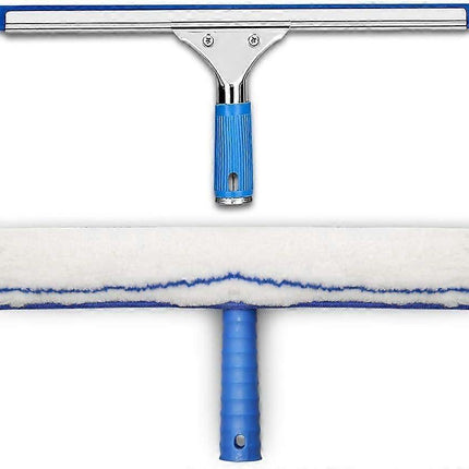 Window Cleaning Kit, Squeegee with Microfiber Cloth & Rubber Lip