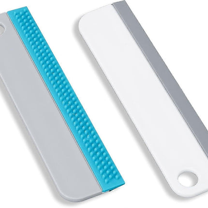 2x Window & Shower Squeegees, Silicone Glass Wiper Set for Mirrors