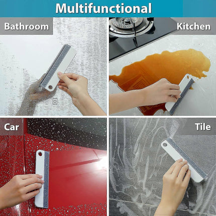 2x Window & Shower Squeegees, Silicone Glass Wiper Set for Mirrors