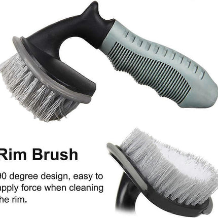 2pcs Wheel Cleaning Brush Set for Car, Tire & Motorcycle Rims