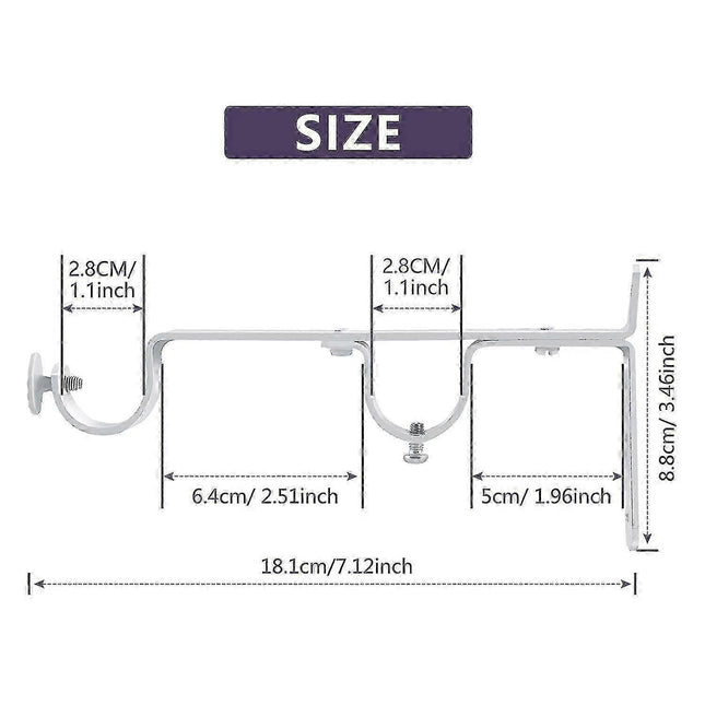3pcs Double Curtain Rod Brackets Metal Holders & Hangers – product detail