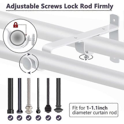 3pcs Double Curtain Rod Brackets, Metal Holders & Hangers