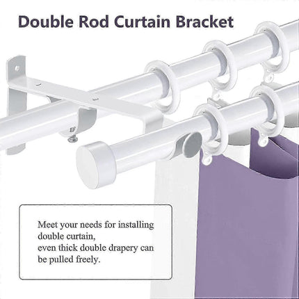 3pcs Double Curtain Rod Brackets, Metal Holders & Hangers