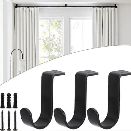 3pcs Metal Curtain Rod Brackets for 25mm Rod, Black Holders