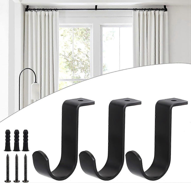 3pcs Metal Curtain Rod Brackets for 25mm Rod Black Holders V1263-JX-5347
