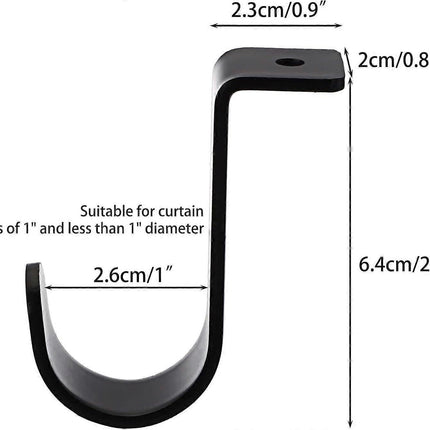 3pcs Metal Curtain Rod Brackets for 25mm Rod, Black Holders
