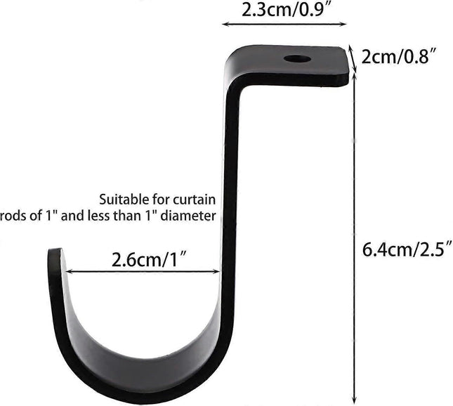 3pcs Metal Curtain Rod Brackets for 25mm Rod Black Holders – product detail