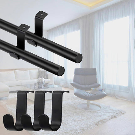 3pcs Metal Curtain Rod Brackets for 25mm Rod, Black Holders