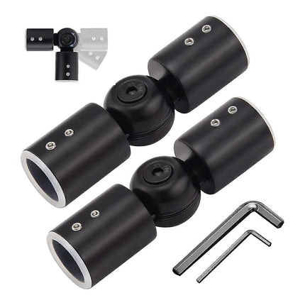 2pcs Curtain Rod Connectors, Adjustable Black for 1" Rods