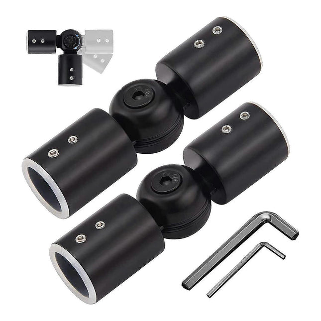 2pcs Curtain Rod Connectors Adjustable Black for 1 Rods V1263-JX-5355