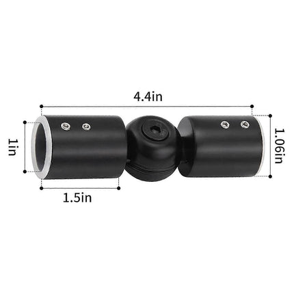 2pcs Curtain Rod Connectors, Adjustable Black for 1" Rods