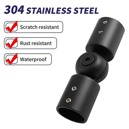 2pcs Curtain Rod Connectors, Adjustable Black for 1" Rods