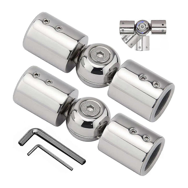 2pcs Curtain Rod Connectors Adjustable Silver for 1 Rods V1263-JX-5356