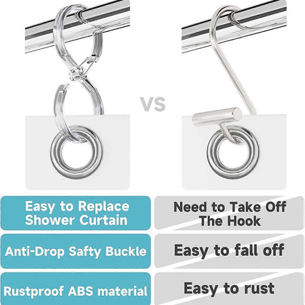 12pcs Plastic Shower Curtain Hooks Rings Rust-Proof S Hooks for Curtains & Clothes