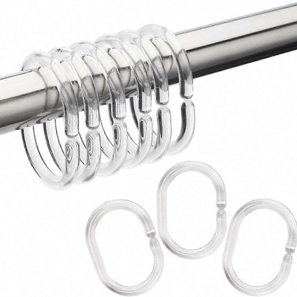 24pcs Plastic Shower Curtain Hooks Rings Bathroom Curtain Hooks