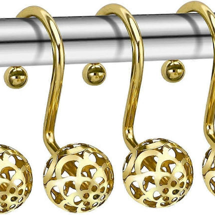 12pcs Gold Shower Curtain Hooks Rings Set Bathroom Curtain Hooks