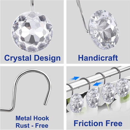 12pcs Decorative Resin Shower Curtain Hooks Rings for Bathroom Rods