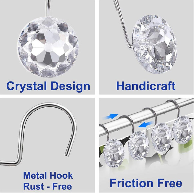 12pcs Decorative Resin Shower Curtain Hooks Rings for Bathroom Rods – product detail