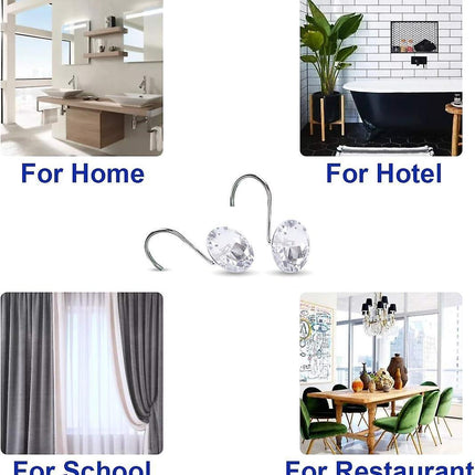 12pcs Decorative Resin Shower Curtain Hooks Rings for Bathroom Rods