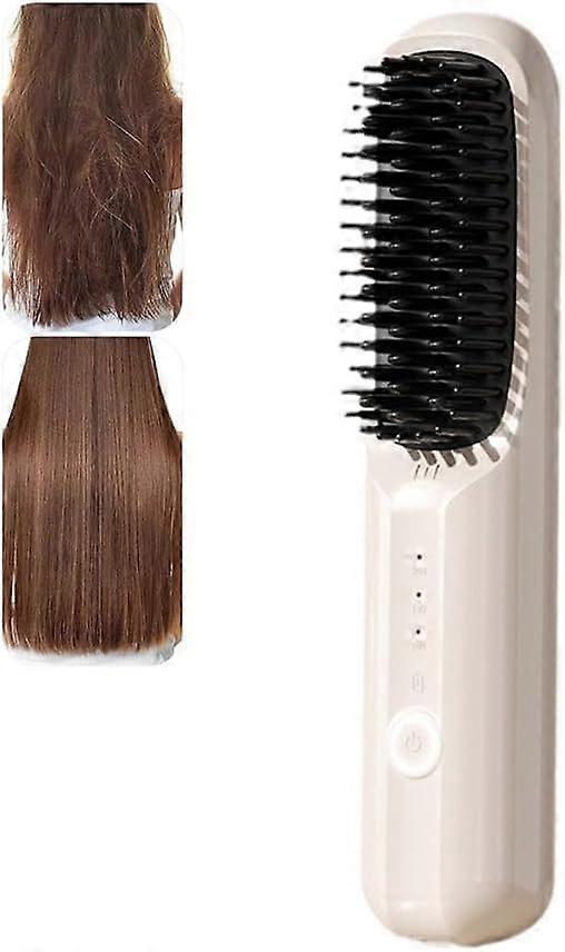 Rechargeable Cordless Hair Dryer Brush USB 3 Heat Settings V1263-JX-5619 in Beige