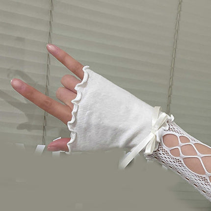 Half Finger Lace Arm Sleeves Decorative Hollow Design Black